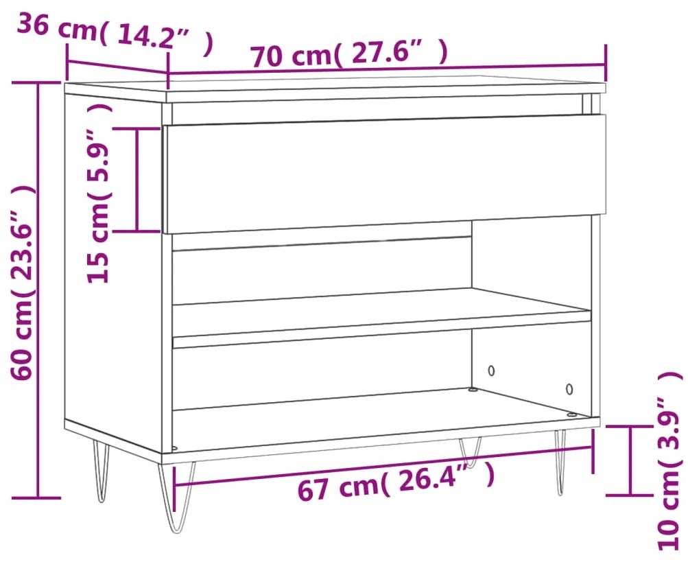 Sapateira Adela - Com 1 Gaveta e 2 Prateleiras - Cor Branco - 70x36x60