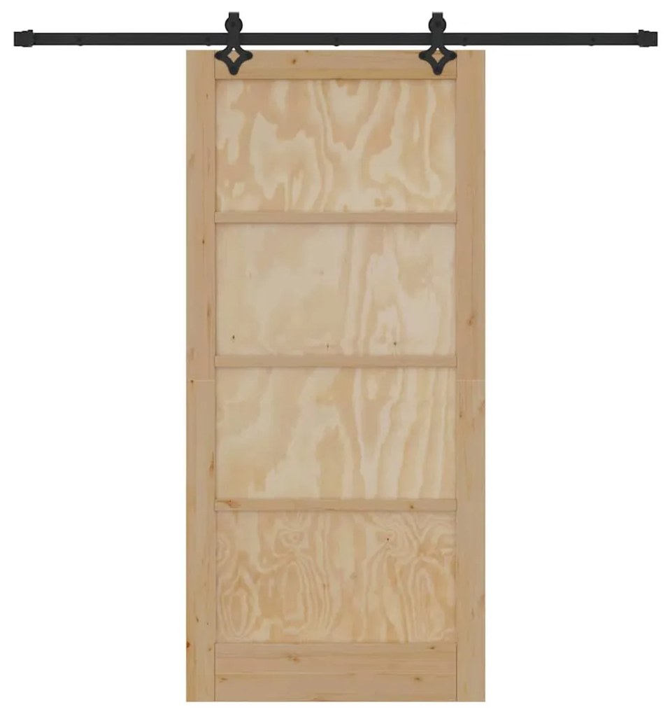 Porta Deslizante vidaXL com Conjunto de Ferragens 93x202 cm Madeira Só