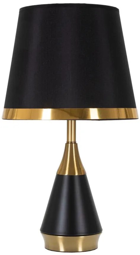 Candeeiro de Mesa "Blacky" — Ø 28x50 cm — Ferro Preto e Dourado com Ab