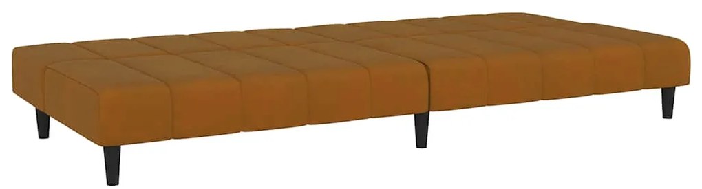Sofá-cama de 2 lugares veludo castanho