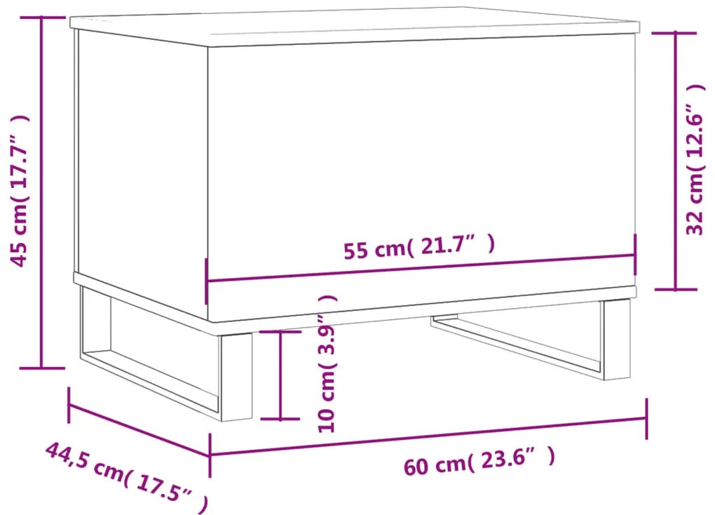 Mesa de centro 60x44,5x45 cm derivados de madeira branco