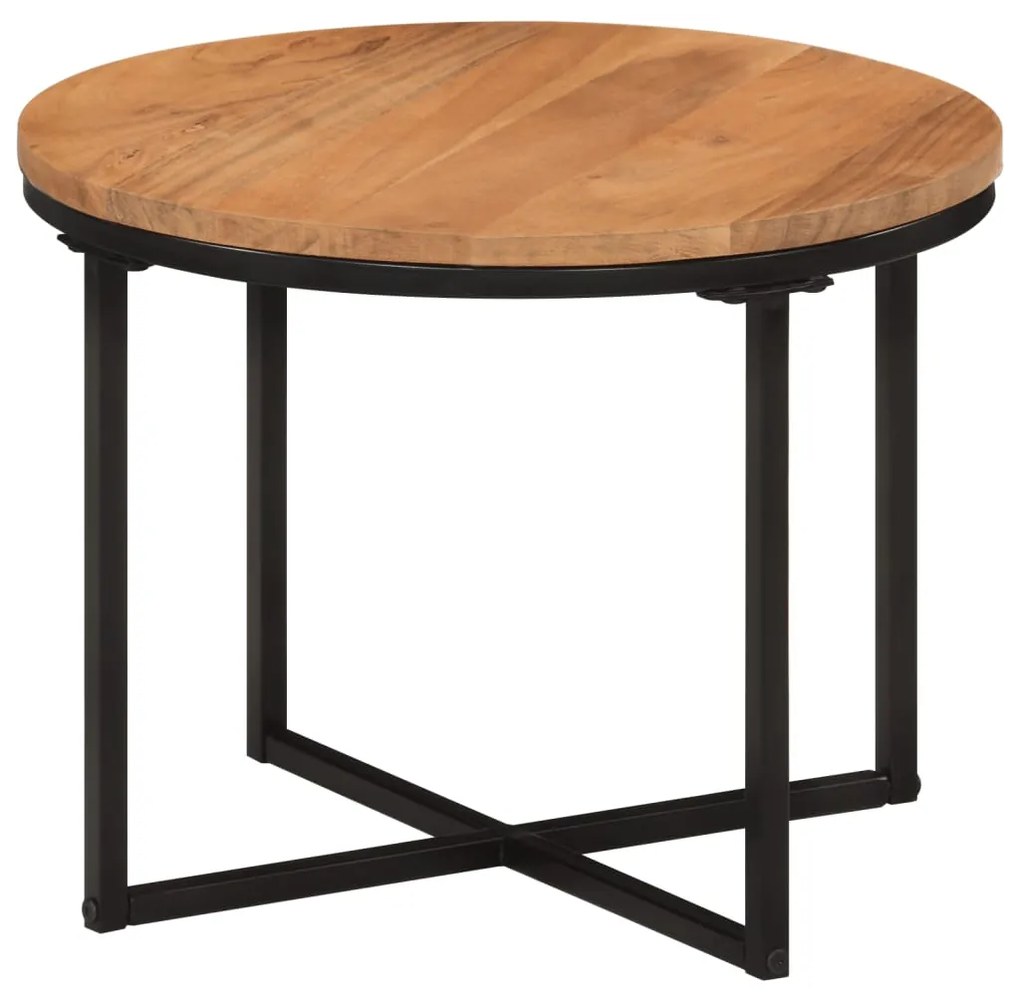 Mesa de centro 45x45x35 cm madeira de acácia maciça e ferro