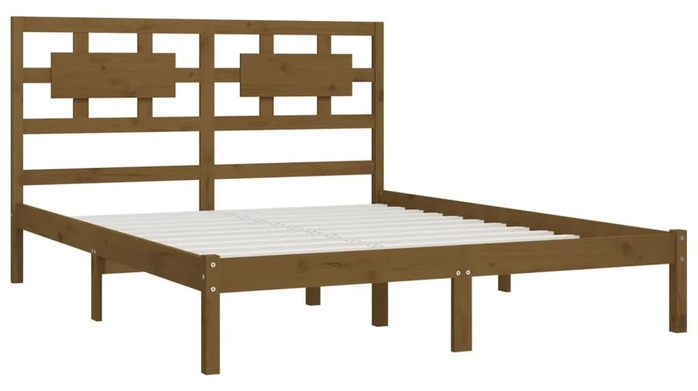 Estrutura de cama 200x200 cm pinho maciço castanho mel