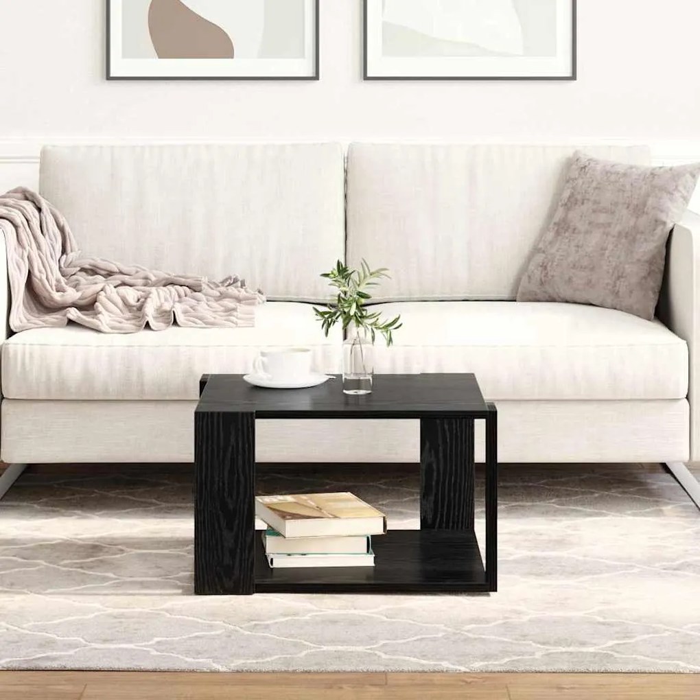Mesa de Café Carvalho Preto 51,5x51,5x30 cm Madeira de Engenharia