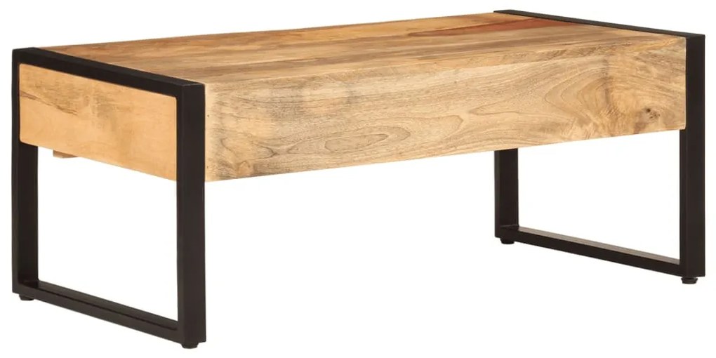Mesa de centro 100x54x40 cm madeira de mangueira maciça e ferro