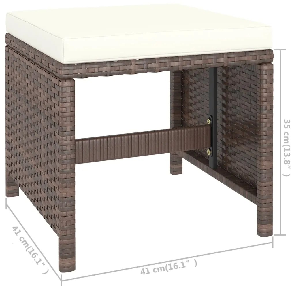 Conjunto jantar para jardim c/ almofadões 6 pcs vime castanho