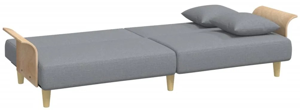Sofá-cama com apoio de braços tecido cinzento-claro