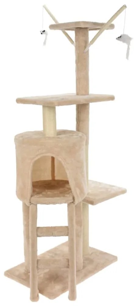 Torre arranhadora para gatos 45x30x110 cm bege