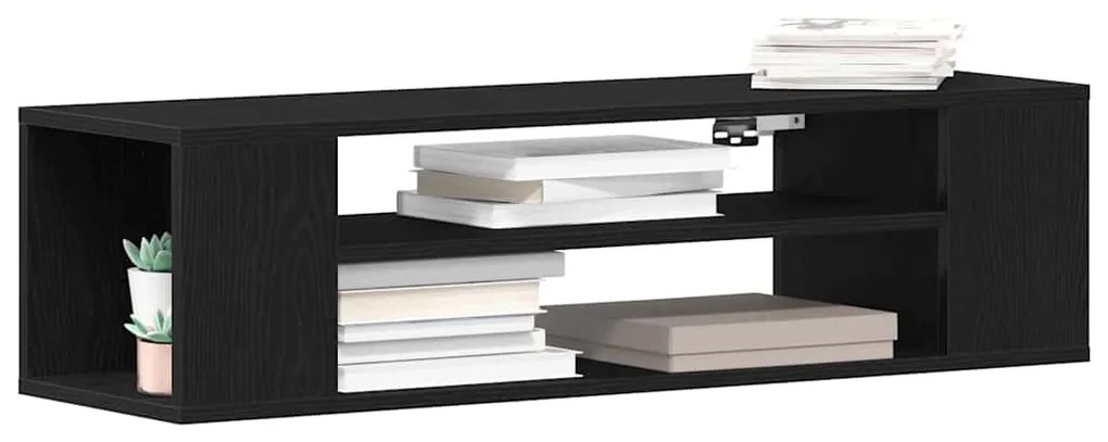 Gabinete de TV Montado na Parede vidaXL Preto Carvalho 100x30x26,5 cm