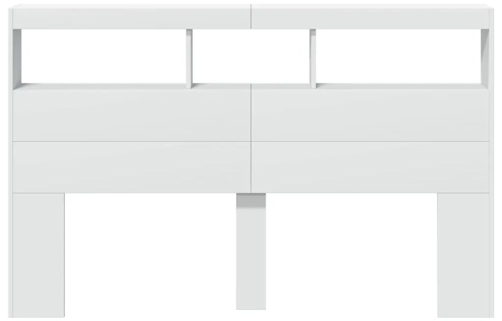 Armário de cabeceira com luzes LED 160x17x102 cm branco