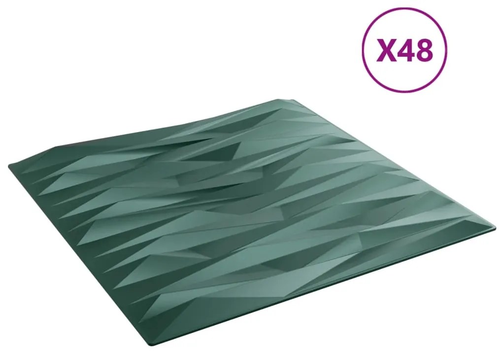 Painéis de parede 48 pcs 50x50 cm 12m² XPS pedra verde