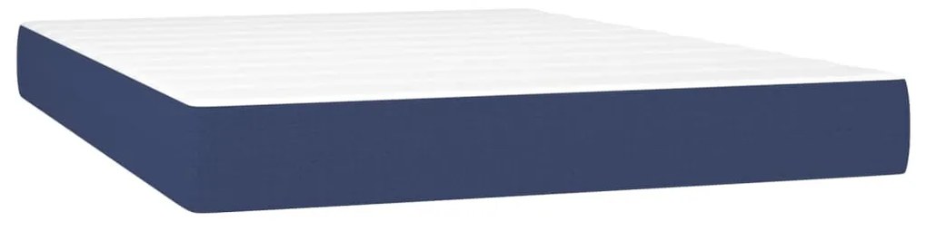 Cama box spring c/ colchão e LED 140x200 cm tecido azul