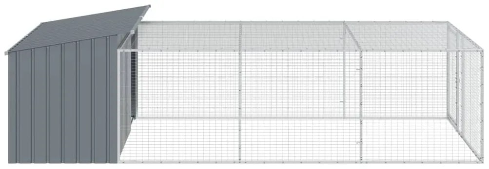 Casota p/ cães c/ parque 197x396x110 cm aço galvaniz. antracite