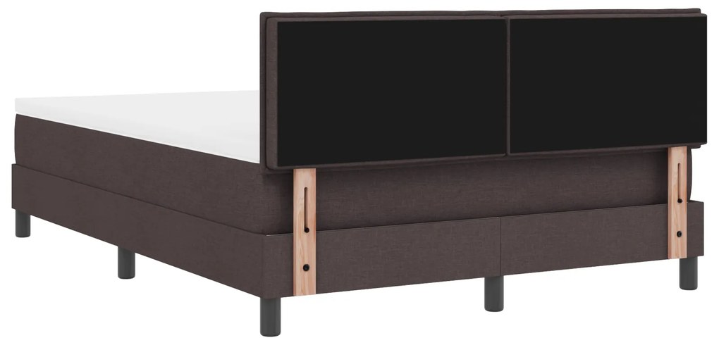 Cama Box Spring com Colchão Marrom Escuro 140x200 cm Tecido