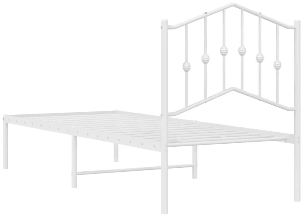 Estrutura de cama com cabeceira 75x190 cm metal branco