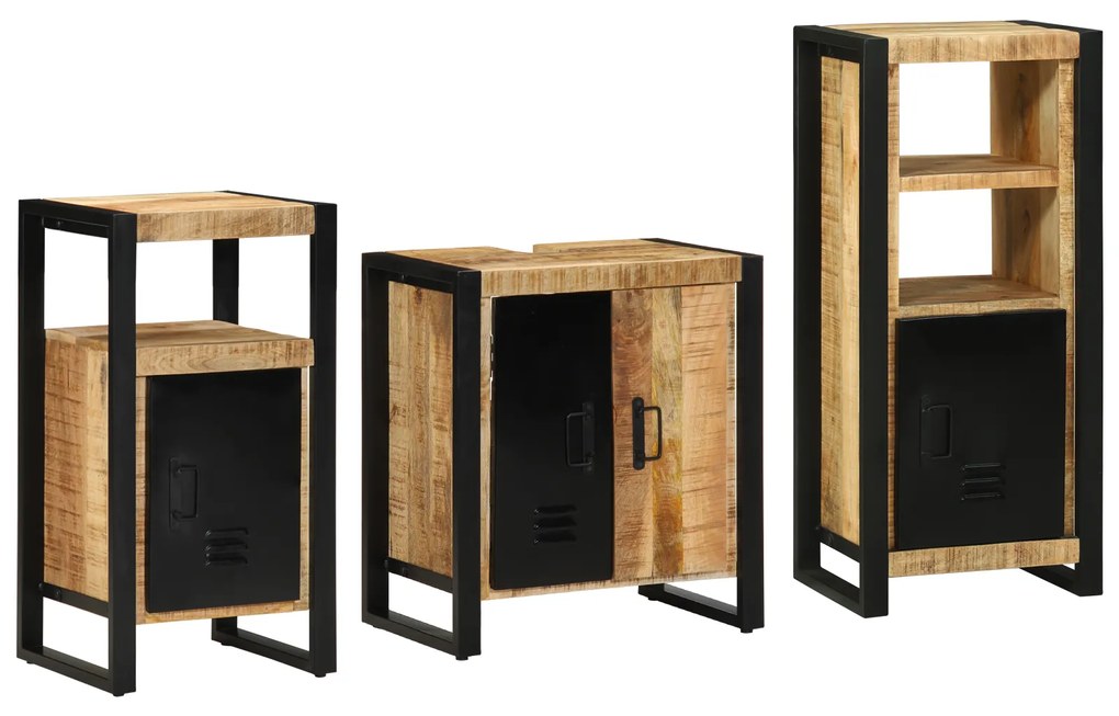 vidaXL Conjunto de Móveis para Banheiro 3 pcs Madeira de manga maciça