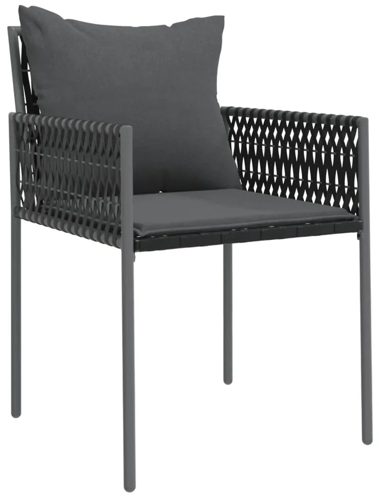 9 pcs conjunto de jantar p/ jardim com almofadões vime PE e aço