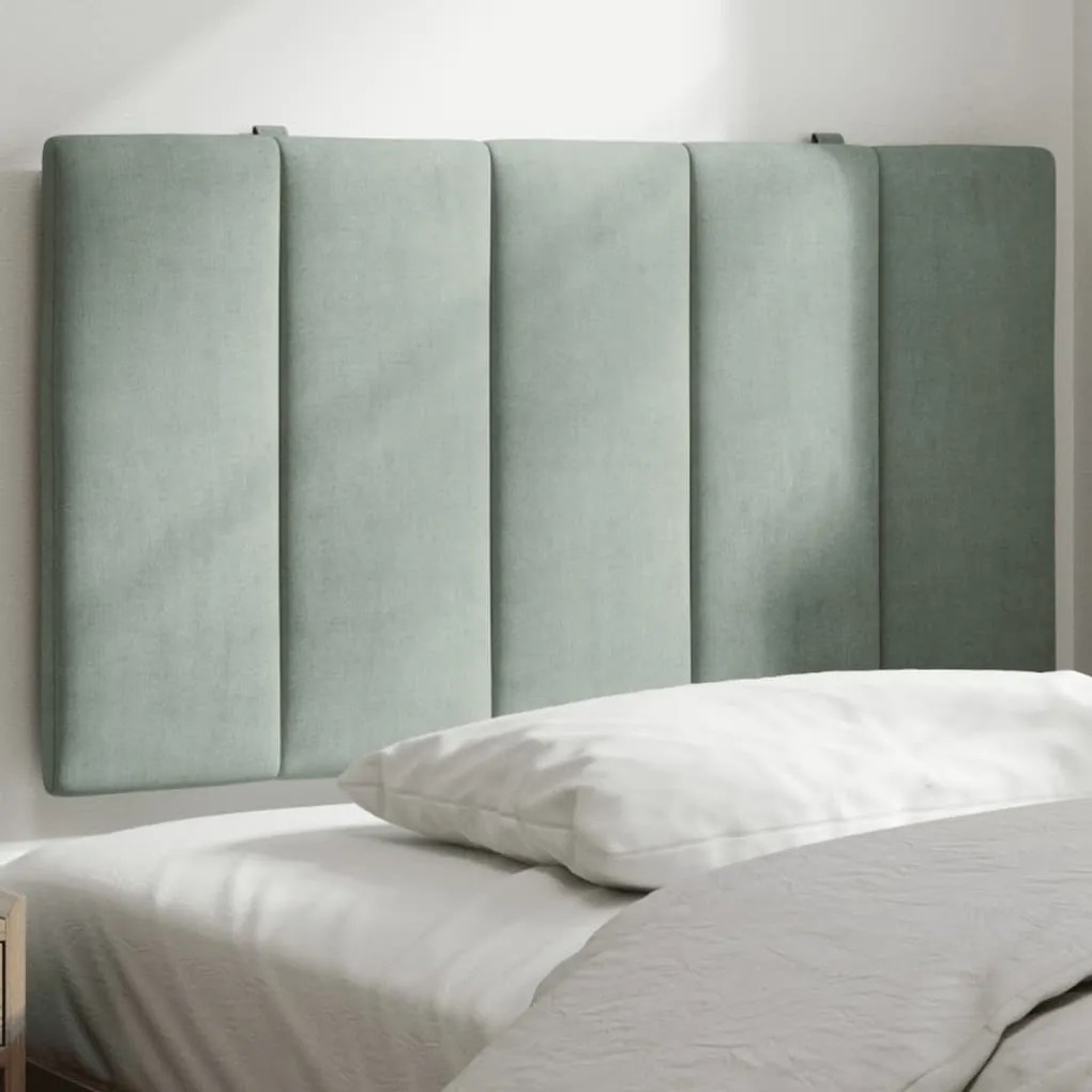 Almofadão de cabeceira 90 cm veludo cinzento-claro