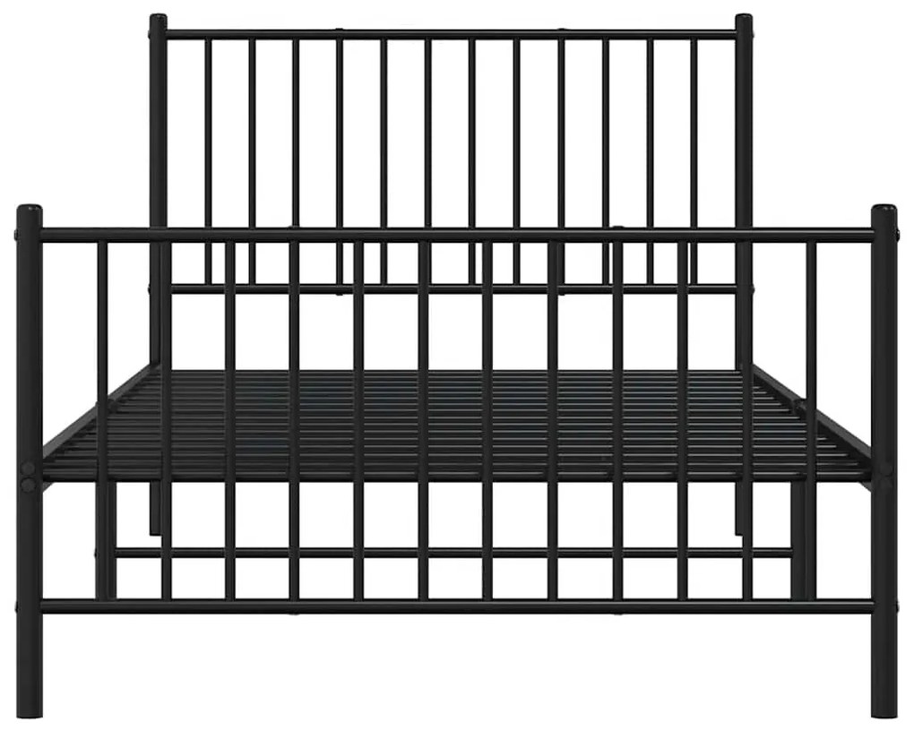 Estrutura de cama com cabeceira e pés 100x200 cm metal preto