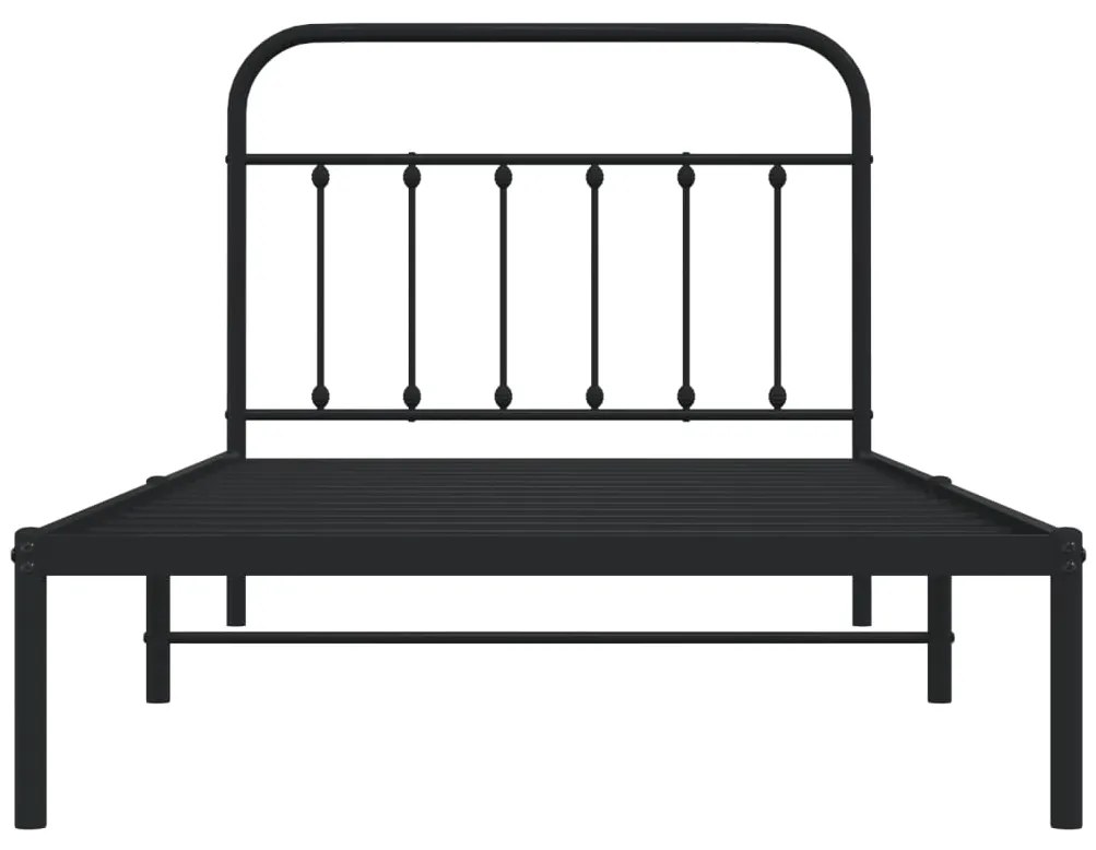 Estrutura de cama com cabeceira 107x203 cm metal preto