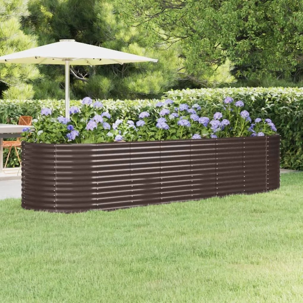vidaXL Canteiro elevado jardim 322x100x68 aço galvanizado castanho