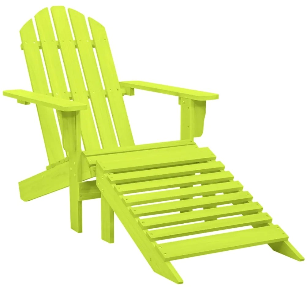 Cadeira Adirondack para jardim com otomano abeto maciço verde