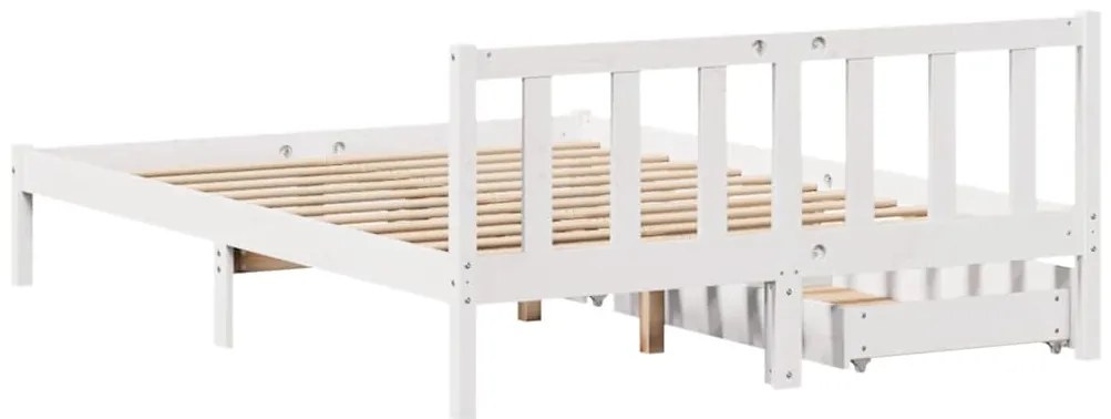 Cama sem colchão 160x200 cm madeira de pinho maciça branco