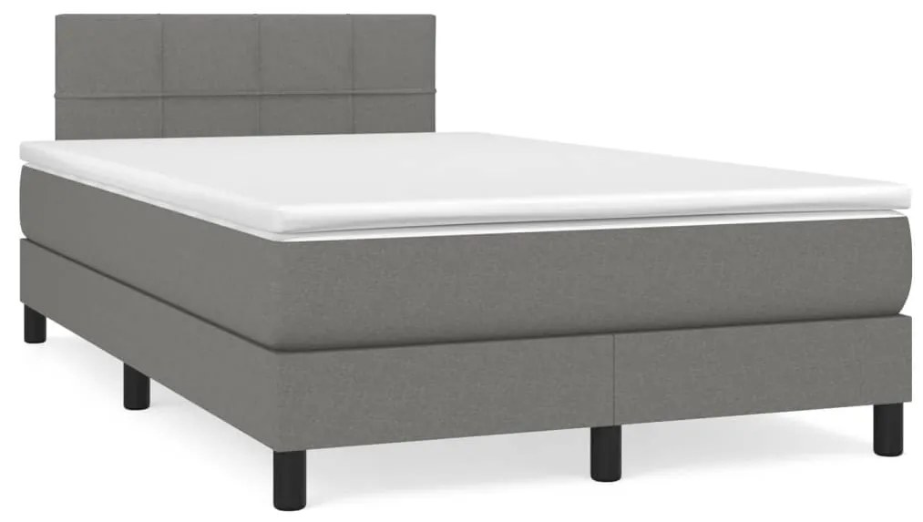 Cama boxspring com colchão 120x190 cm tecido cinzento-escuro