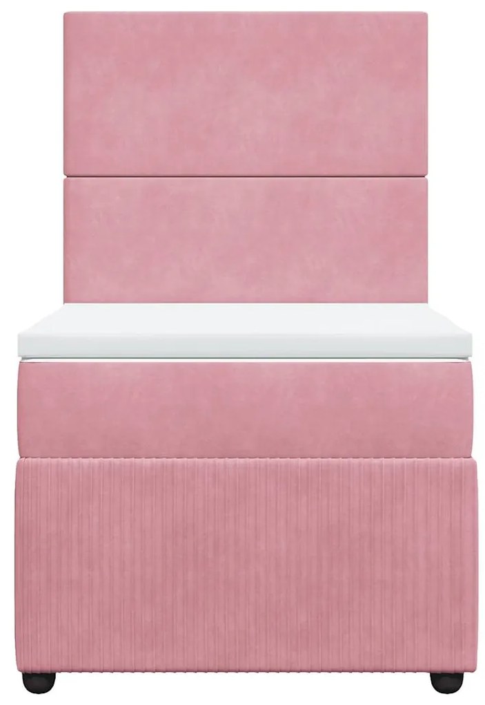 Cama com molas/colchão 100x200 cm veludo rosa