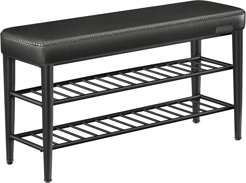 Banco de sapatos com acabamento em pele sintética | VASAGLE | 100 x 30 x 50 cm | preto | LSB113B01.