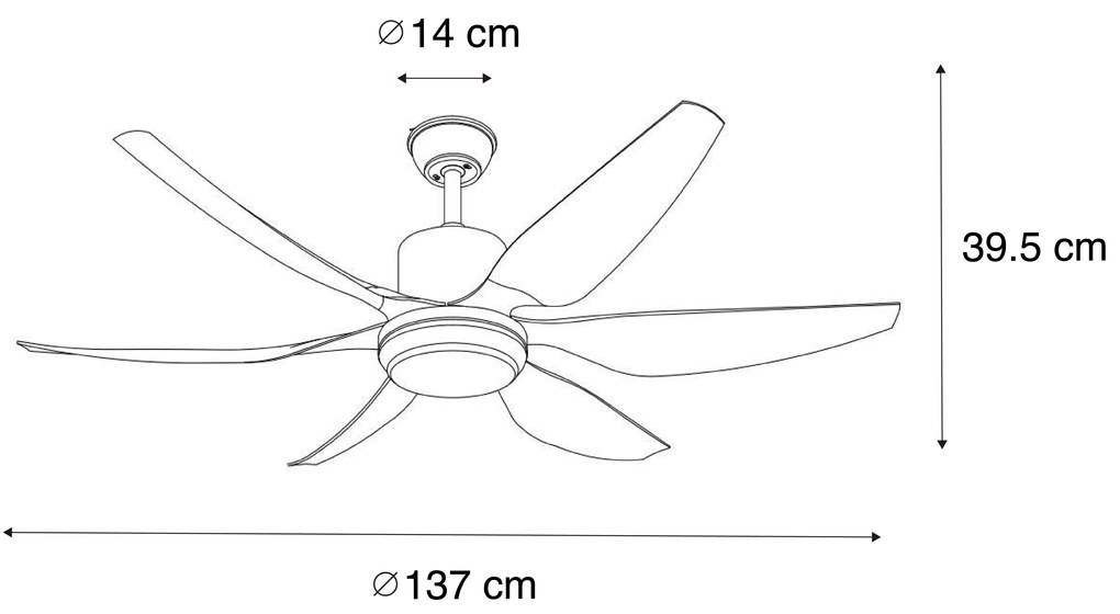 Ventilador de teto branco 137cm incl. LED regulável com controle remoto - Tak Moderno