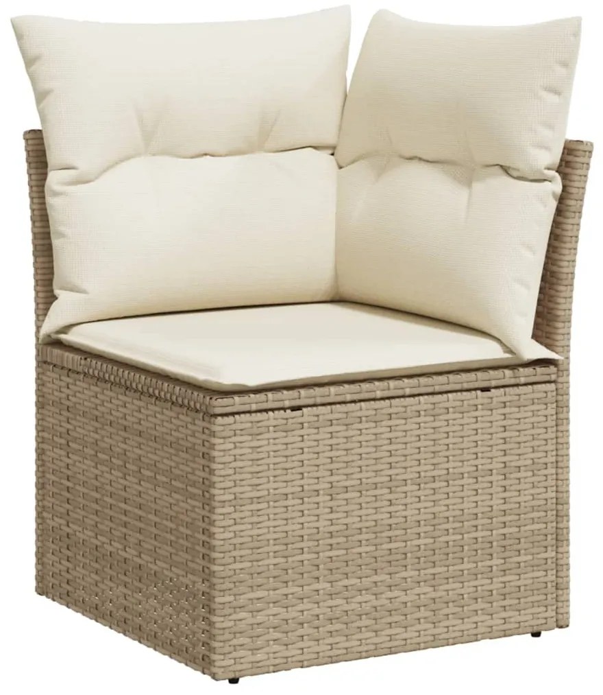 4 pcs conjunto de sofás para jardim c/ almofadões vime PE bege