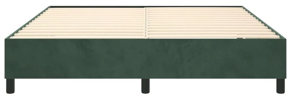 Estrutura de cama sem colchão 160x200 cm veludo verde-escuro