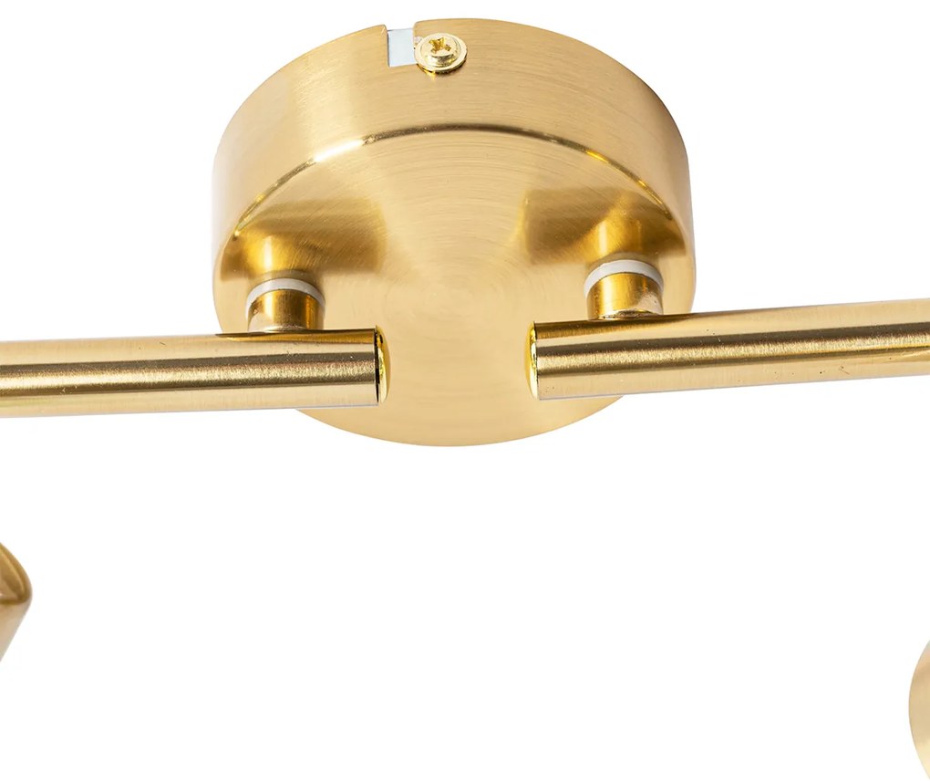 Candeeiro de teto Art Deco dourado com vidro rosa 4 luzes - Vidro Art Deco