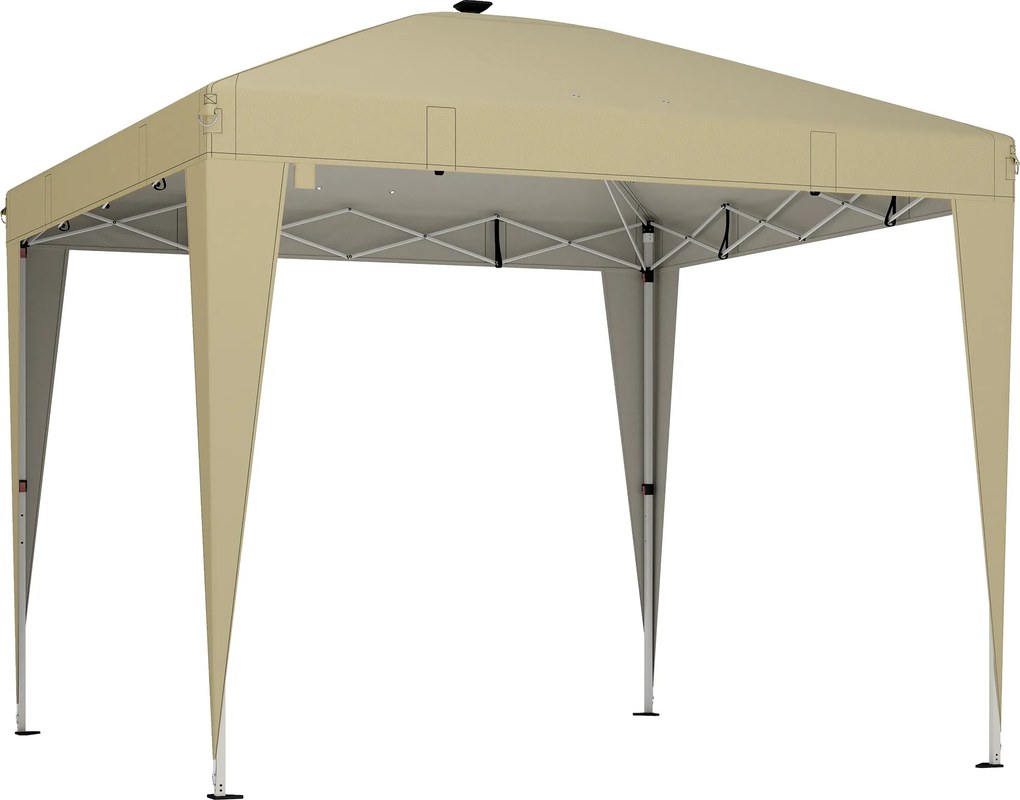 Outsunny Gazebo de jardim 3 x 3 m com iluminação pop-up tenda dobrável regulável em altura controle remoto bolsa de transporte creme | Aosom Portugal
