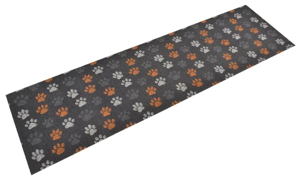 vidaXL Tapete de cozinha lavável 45x150 cm veludo padrão patinhas