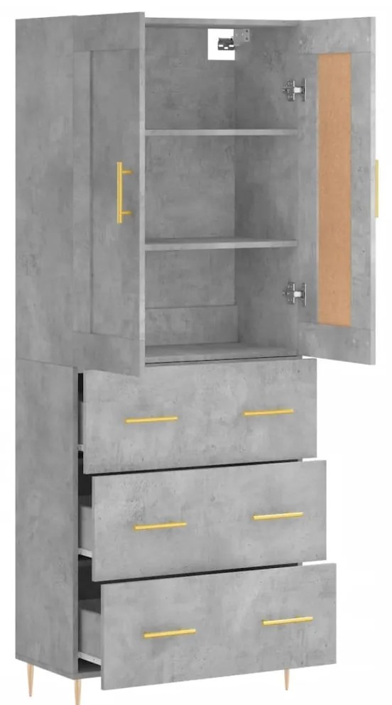 Armário alto 69,5x34x180 cm derivados de madeira cinza cimento
