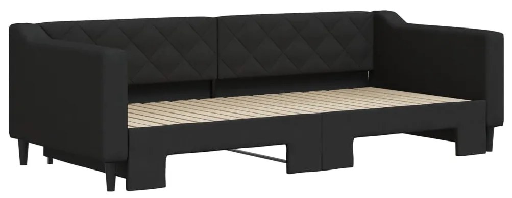 Sofá-cama com gavetão 90x200 cm tecido preto