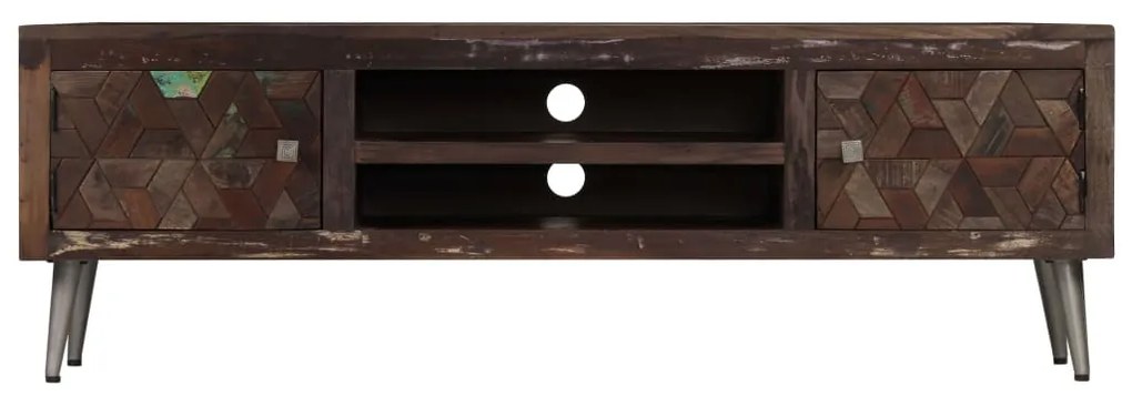Móvel de TV madeira recuperada maciça 140x30x45 cm