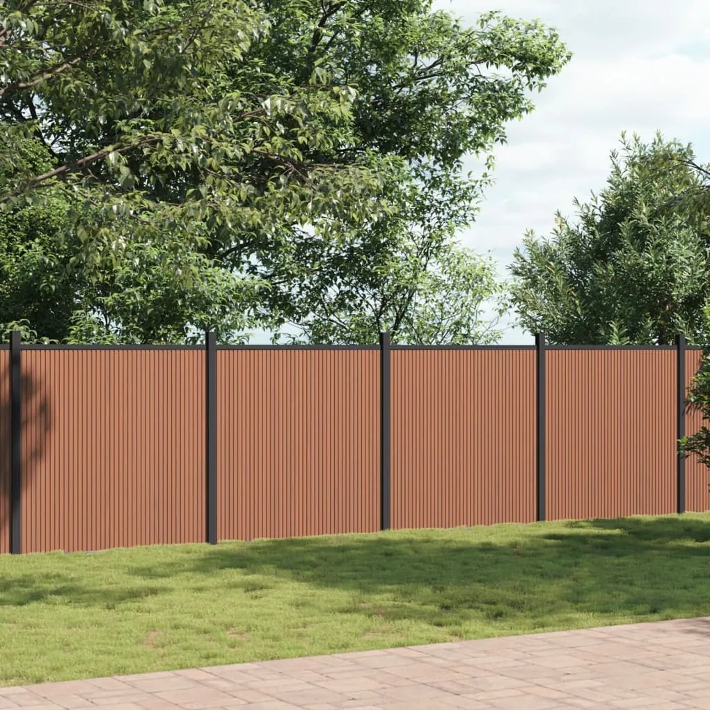 vidaXL Painel de vedação 872x186 cm WPC castanho