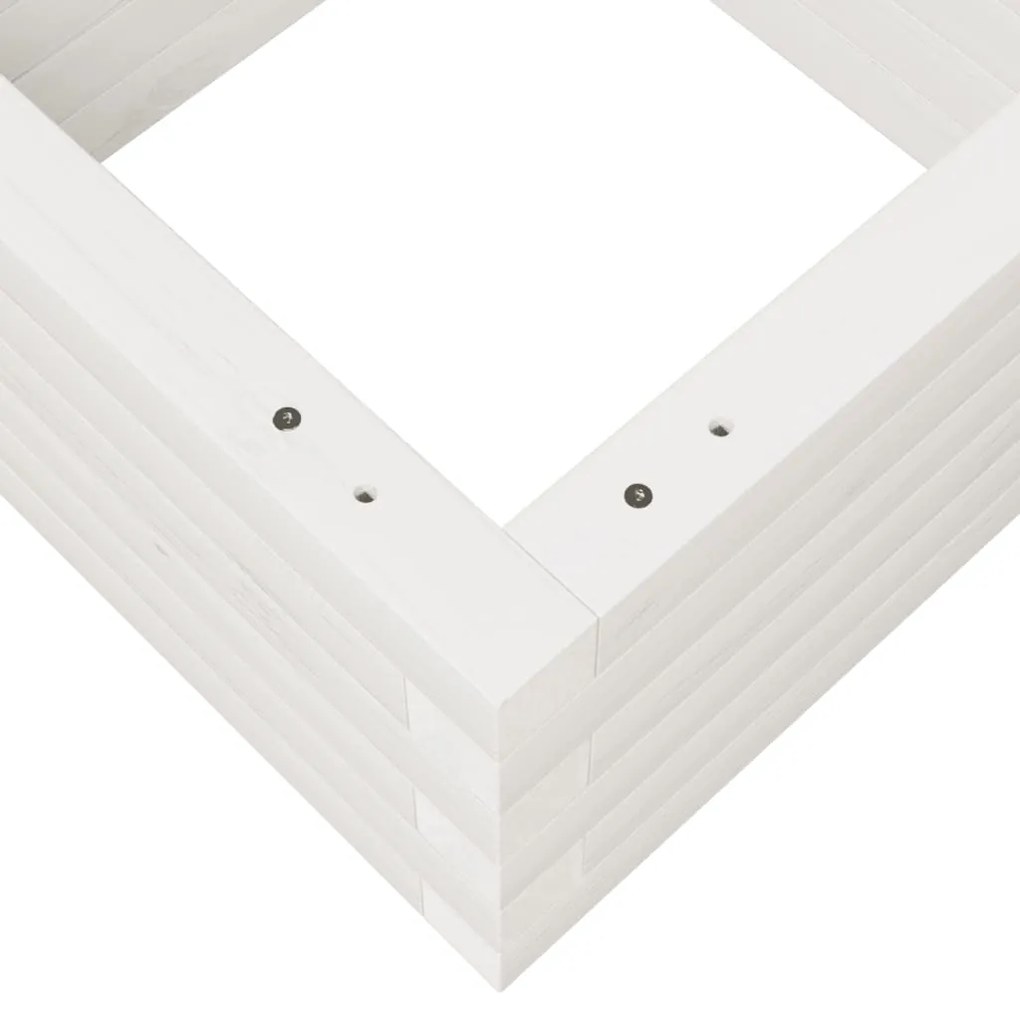 Vaso/floreira de jardim 40x40x23 cm madeira pinho maciça branco