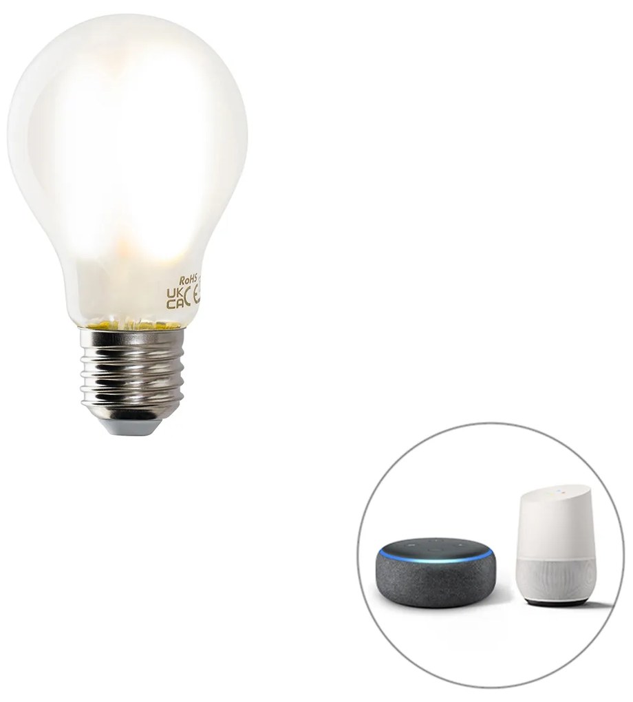 Conjunto de 5 Smart E27 regulável em lâmpada LED Kelvin A60 mate 7W 806 lm 1800-4000K