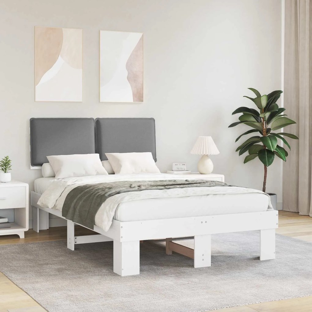 vidaXL Estrutura de Cama com Cabeceira Estofada Cinzento-claro