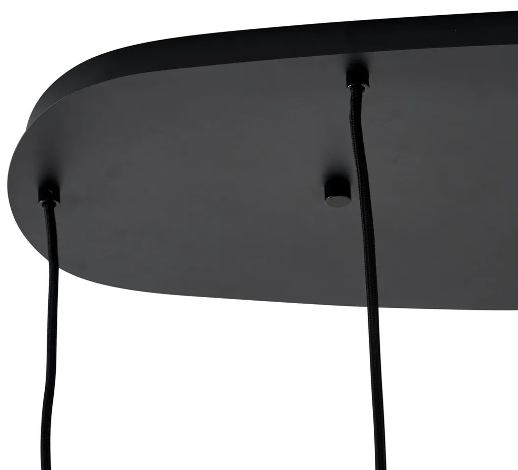 Candeeiro suspenso moderno preto com vidro âmbar 5-luzes - Sheena Moderno