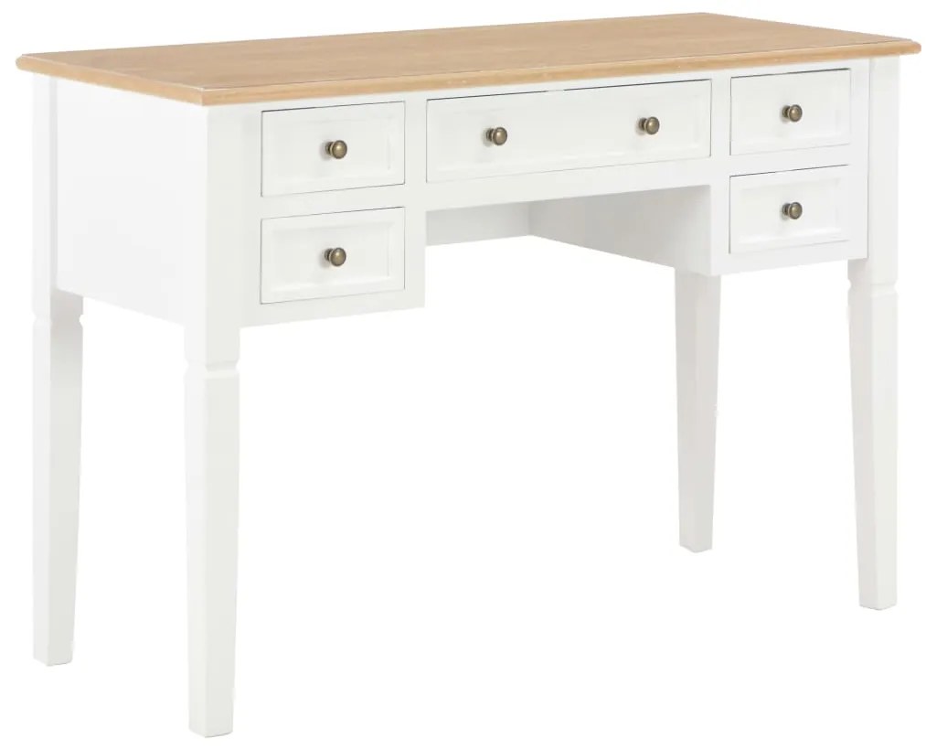 vidaXL Secretária 109,5x45x77,5 cm madeira branco