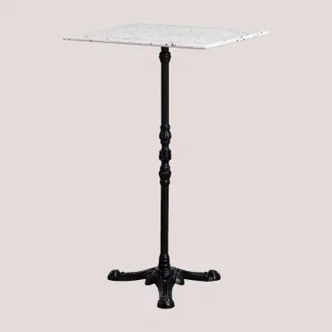 Mesa Alta De Bar Em Terraço Vertuo Terrazzo Marfim - Preto & Quadrado & Preto - Sklum