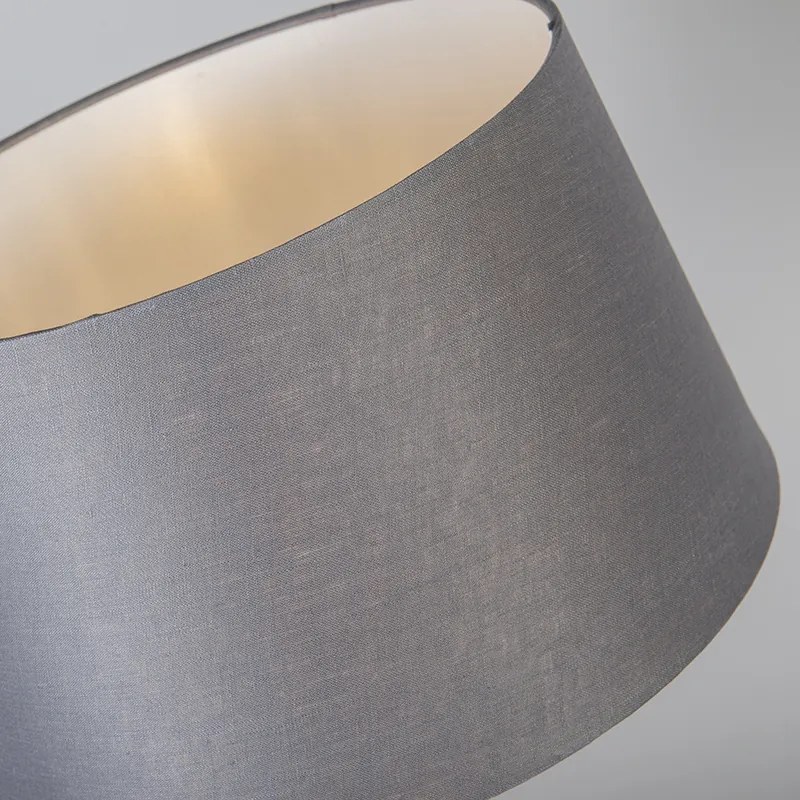 Candeeiro de mesa cobre com cúpula cinzenta 35 cm ajustável - Parte Moderno