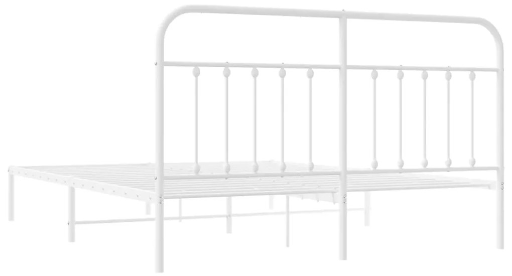 Estrutura de cama com cabeceira 160x200 cm metal branco