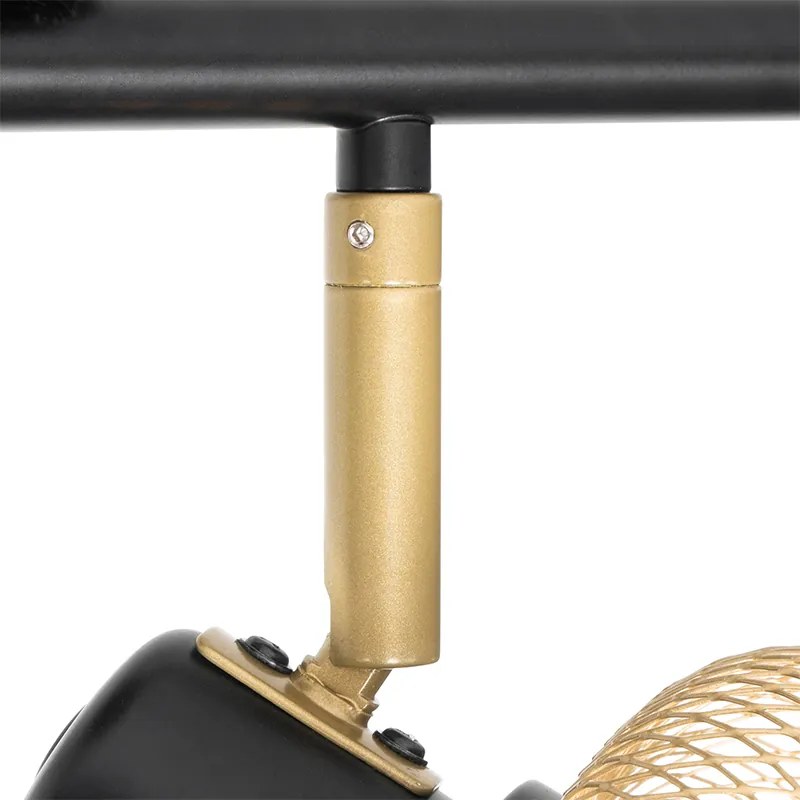 Projetores industriais pretos com dourado 4 luzes - Bliss Mesh Industrial