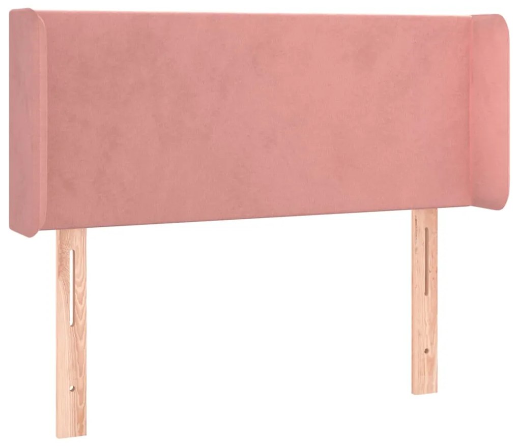 Cabeceira de cama c/ luzes LED veludo 93x16x78/88 cm rosa